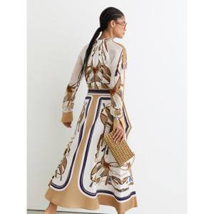 REISS Ellie Foulard-Print Tie-Neck Midi Dress